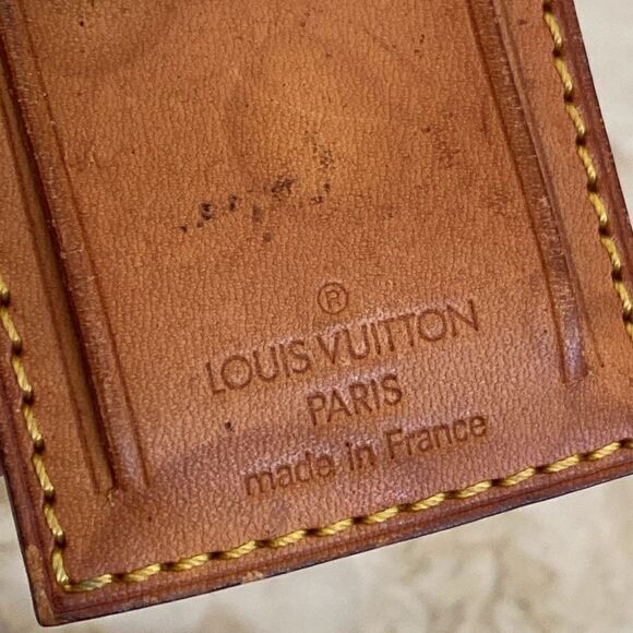 Vintage Louis Vuitton Vachetta Leather Luggage Tag & Poignet - Picture 5 of 10
